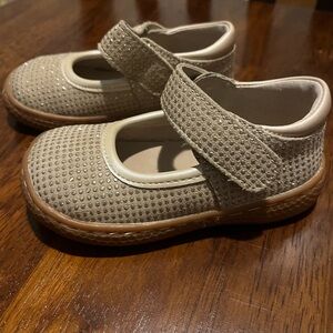 Livie & Luca Girls' Taupe Sparkle Mary Jane Shoes